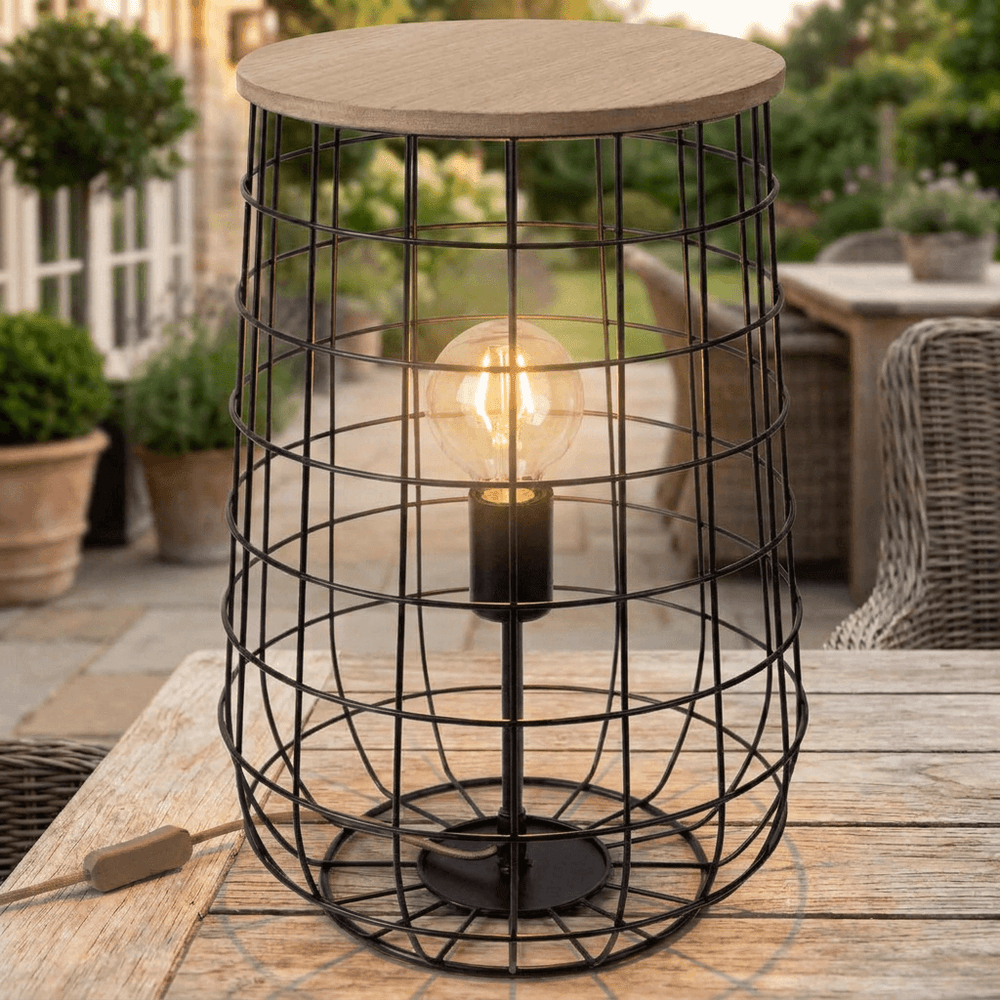 Nino Germany SILA Table Lamp – Dark Wood & Black