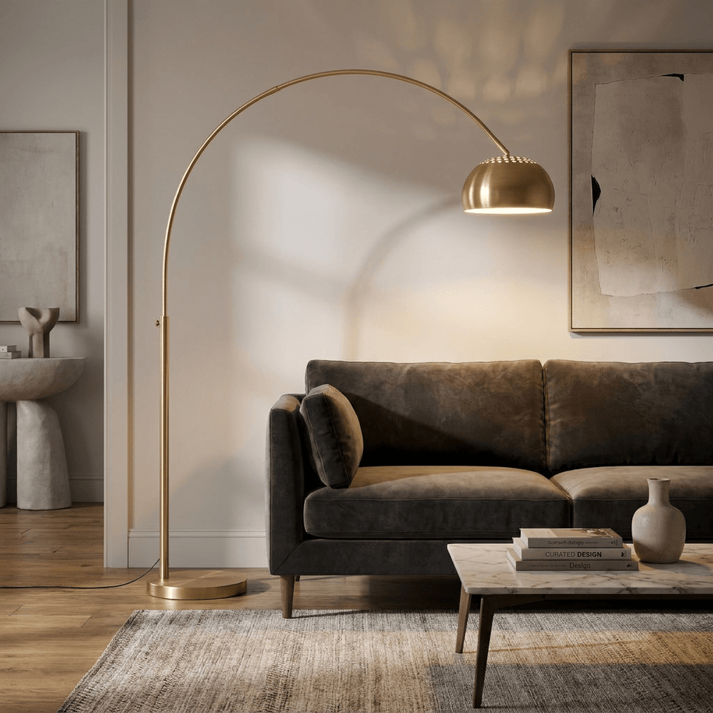 Metal Bow Floor Lamp Brass