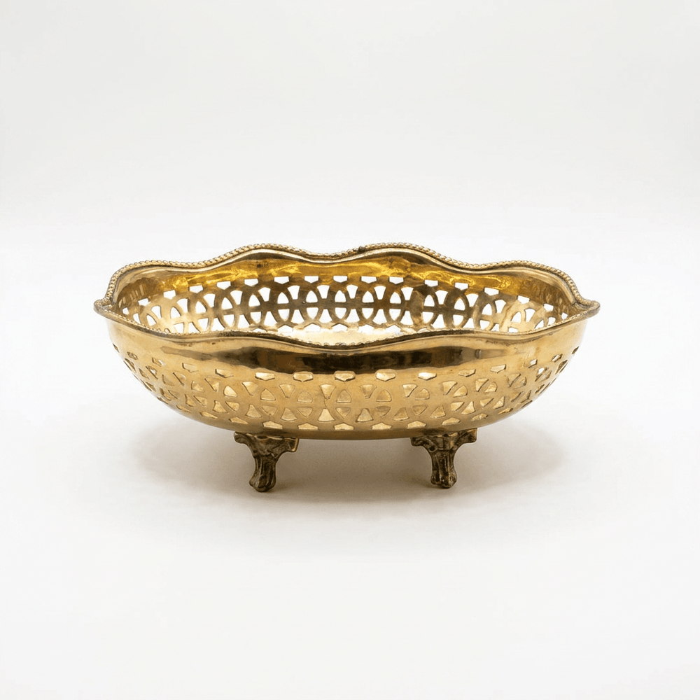 Migros Gold Decorative Footed Bowl 14 cm