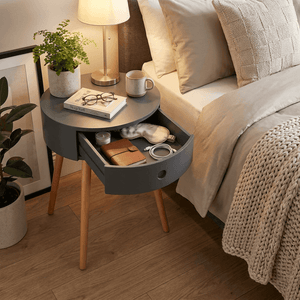JERRY Round Side Table with Drawer