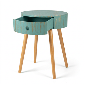 JERRY Round Side Table with Drawer
