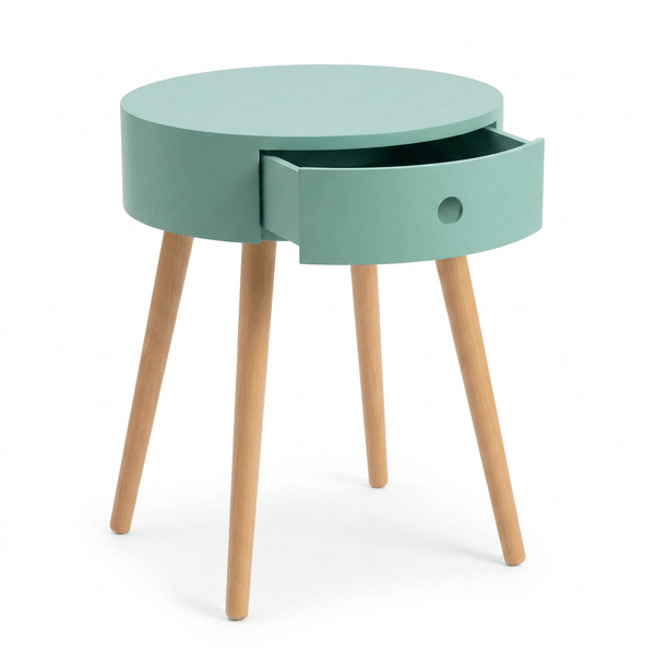 JERRY Round Side Table with Drawer