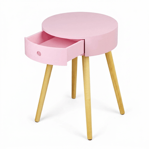 JERRY Round Side Table with Drawer