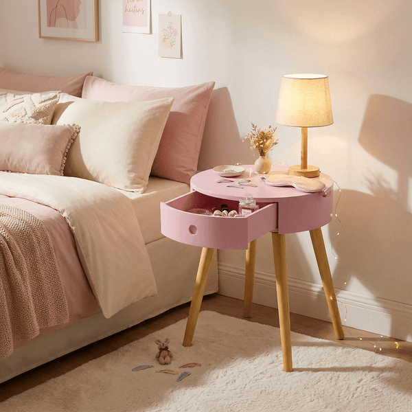 JERRY Round Side Table with Drawer