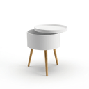 JEFF Round Storage Side Table with Removable Tray Top