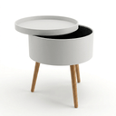 JEFF Round Storage Side Table with Removable Tray Top