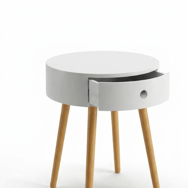 JERRY Round Side Table with Drawer