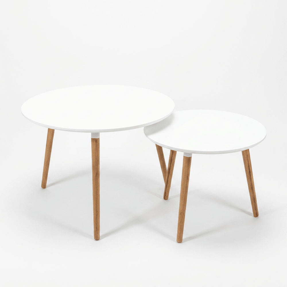 Retro Set of 2 Round Scandinavian Side Tables