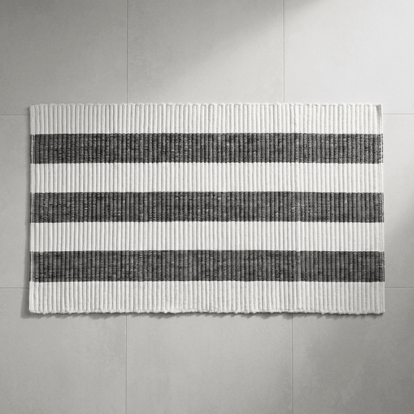 Aquanova Striped Bath Mat Black & White 115×70 cm