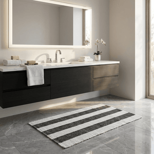 Aquanova Striped Bath Mat Black & White 115×70 cm