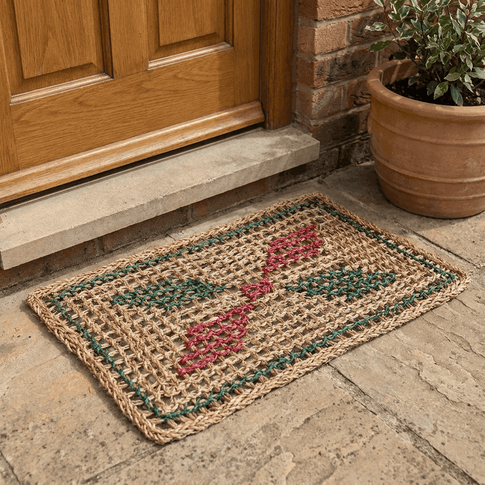 Handwoven Natural Fiber Entrance Mat 35 x 60 cm