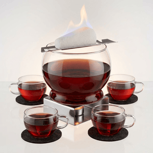 Traditional German Mulled Wine Punch Bowl Set with Cups and Warmer