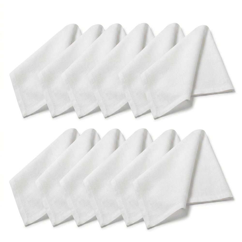 Soho Set of 12 White Fabric Napkins