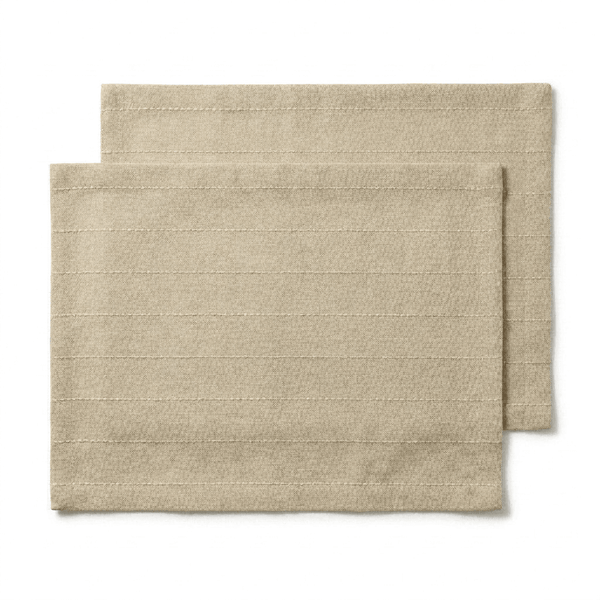 Set of 2 Beige Woven Placemats