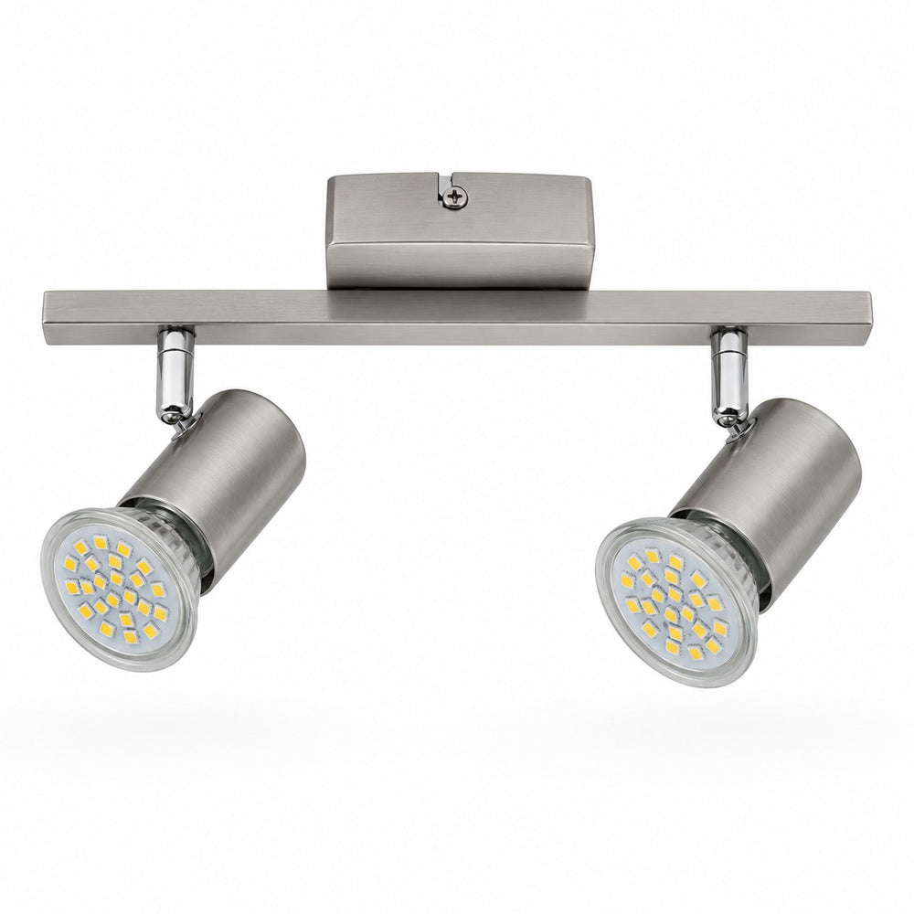 Micasa SHIDO II 2-light LED spotlight bar installed in a modern bathroom above the vanity for bright task lighting.