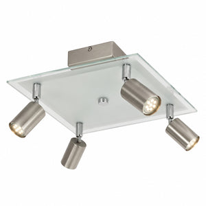 Micasa SHIDO II 4-Light LED Ceiling Spotlight 26 cm – Satin Nickel | Adjustable GU10 Spotlights