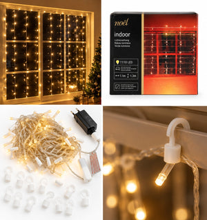 Migros Noël indoor curtain lights with 110 warm white LEDs