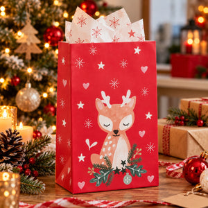 Migros Noël Christmas gift bags decorated with included reindeer and festive stickers