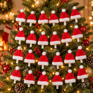Migros numbered Santa hat Advent clips displayed on a Christmas tree