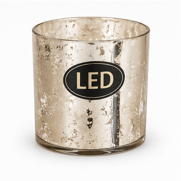  Traditional silver LED glass lantern on white background