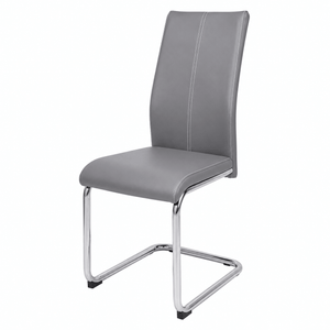 Modern Grey Cantilever Dining Chair | Upholstered Dining Chair with Chrome Frame