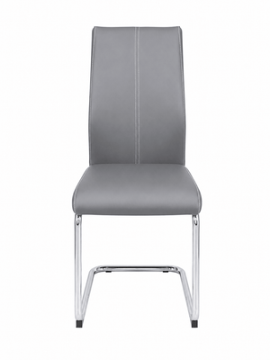 Modern Grey Cantilever Dining Chair | Upholstered Dining Chair with Chrome Frame