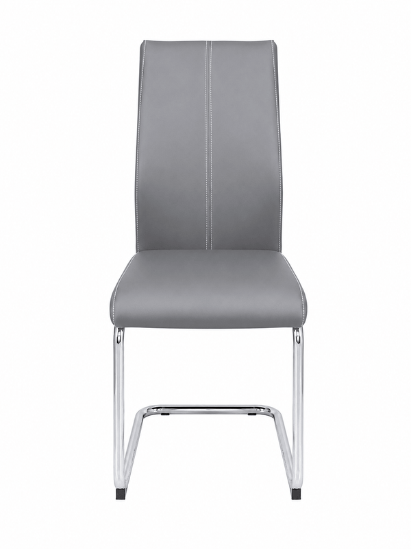 Modern Grey Cantilever Dining Chair | Upholstered Dining Chair with Chrome Frame