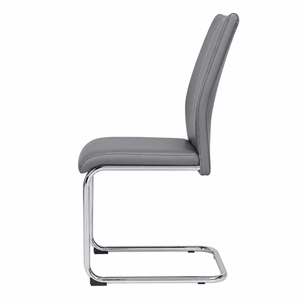 Modern Grey Cantilever Dining Chair | Upholstered Dining Chair with Chrome Frame