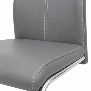 Modern Grey Cantilever Dining Chair | Upholstered Dining Chair with Chrome Frame