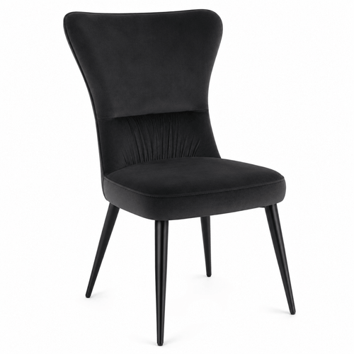 Front view of the modern velvet dining chair in Charcoal.