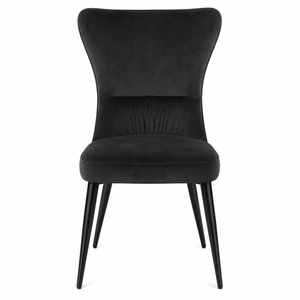 front view of the modern wing-back velvet dining chair.