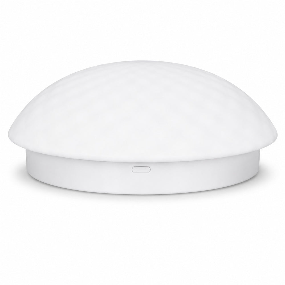 Modern white flush mount ceiling light with a textured dome diffuser installed in a contemporary entryway, providing soft, even illumination for the entrance hall.