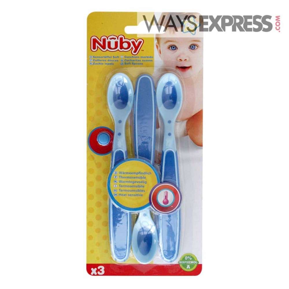 Nuby Blue Thermosensitive Baby Feeding Spoons - Set of 3
