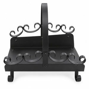 OBI Galeras Decorative Firewood Log Holder with Handle – Black Steel