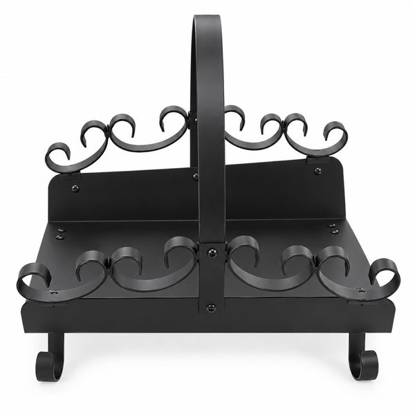 OBI Galeras Decorative Firewood Log Holder with Handle – Black Steel