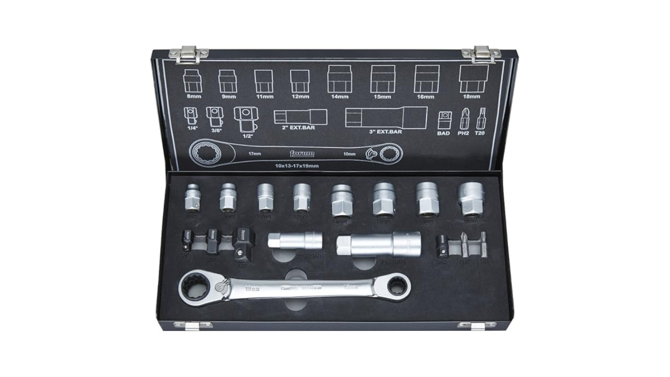 Universal Socket Case Universal Socket Set 17 Pieces in Metal Case by Forum Germany