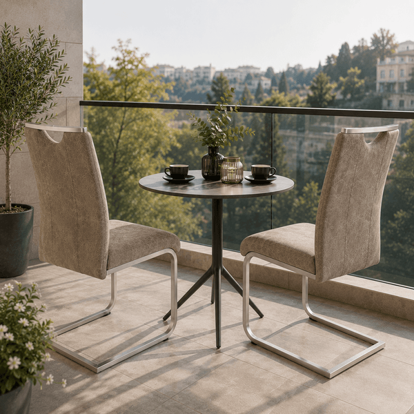 Reality Trieste dining chairs in a modern industrial kitchen.