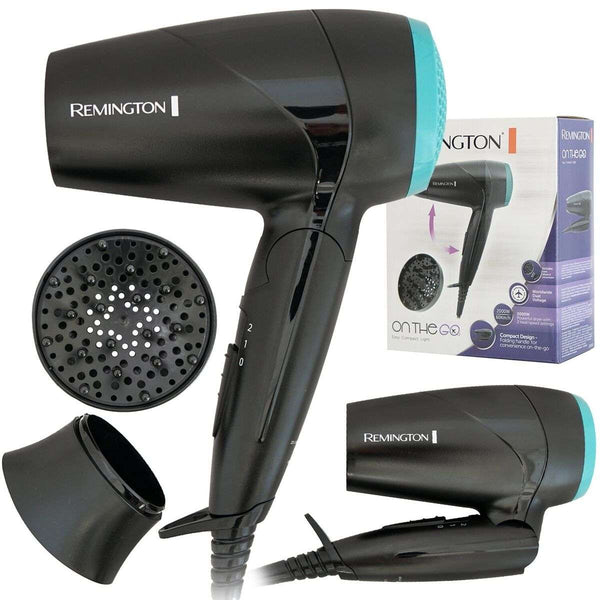 Remington On The Go Compact Hair Dryer 2000W – Foldable Travel Dryer with Diffuser