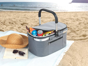 3-in-1 Foldable Insulated Cooler Basket – 28L Portable Shopping & Picnic Baske