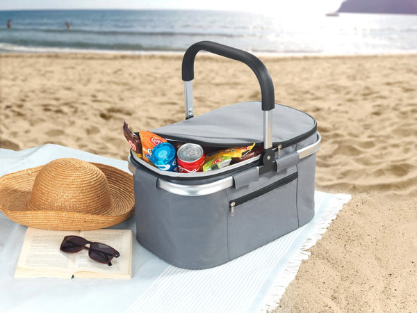 3-in-1 Foldable Insulated Cooler Basket – 28L Portable Shopping & Picnic Baske