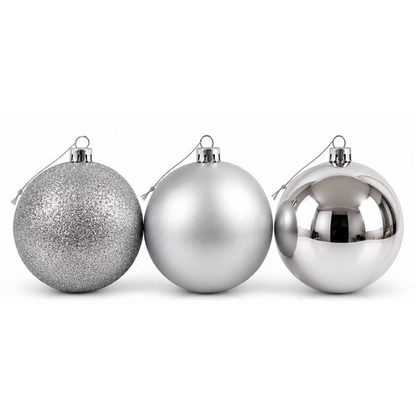 Noël Silver Oversized Christmas Baubles – Set of 3