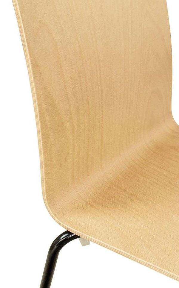 Scandi Minimalist Plywood Dining Chair – Beech Wood Chair with Black Steel Frame