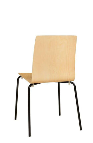 Scandi Minimalist Plywood Dining Chair – Beech Wood Chair with Black Steel Frame