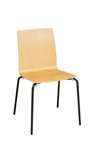 Scandi Minimalist Plywood Dining Chair – Beech Wood Chair with Black Steel Frame