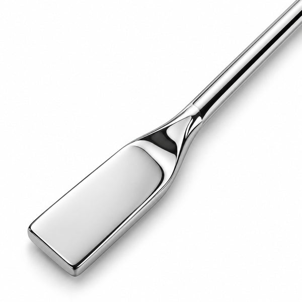 Close-up of VEGA cocktail stirrer with polished rectangular handle