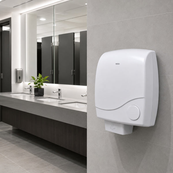 VEGA wall-mounted hand dryer in a luxury hotel restroom