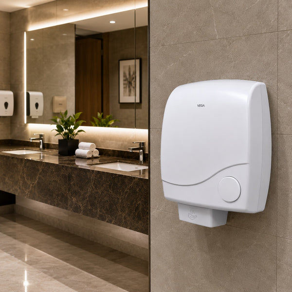 VEGA hand dryer installed in a modern office washroom