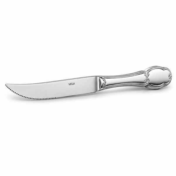 Long, thin metallic object on a white background