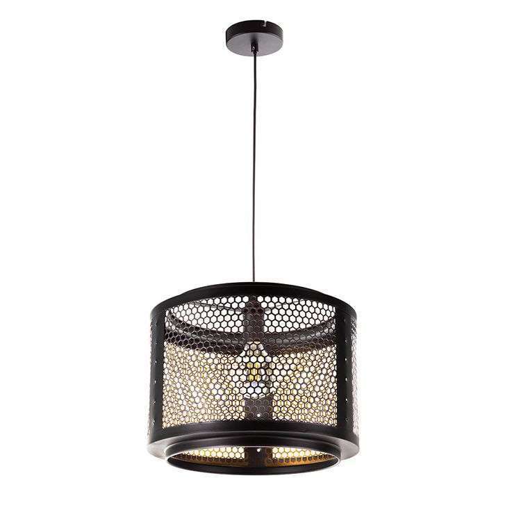 Nino Germany VITO Cage Pendant Light – Industrial Black & Gold Hexagonal Hanging Lamp