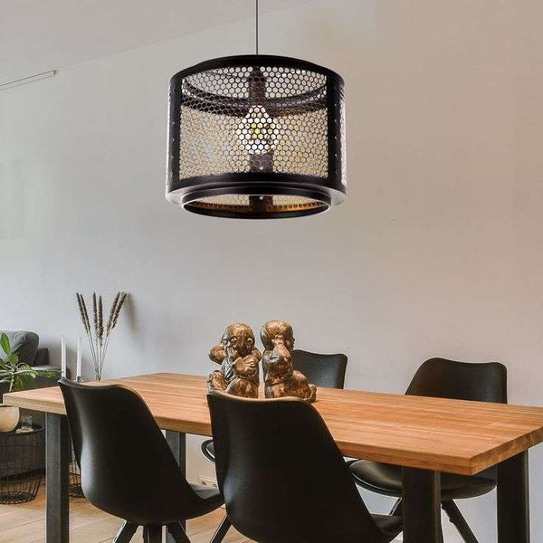 Nino Germany VITO Cage Pendant Light – Industrial Black & Gold Hexagonal Hanging Lamp